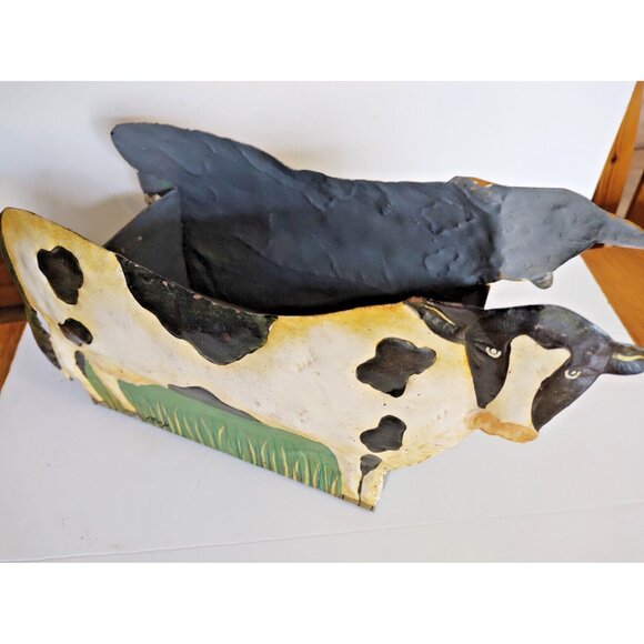 Vintage Hand Made Cow Tin Art Planter Box 12 1/2" long x 9" tall x 5.5" wide - Picture 5 of 14